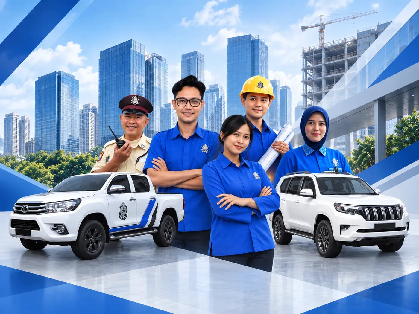 Tim DKM dari berbagai unit bisnis bersama armada kendaraan